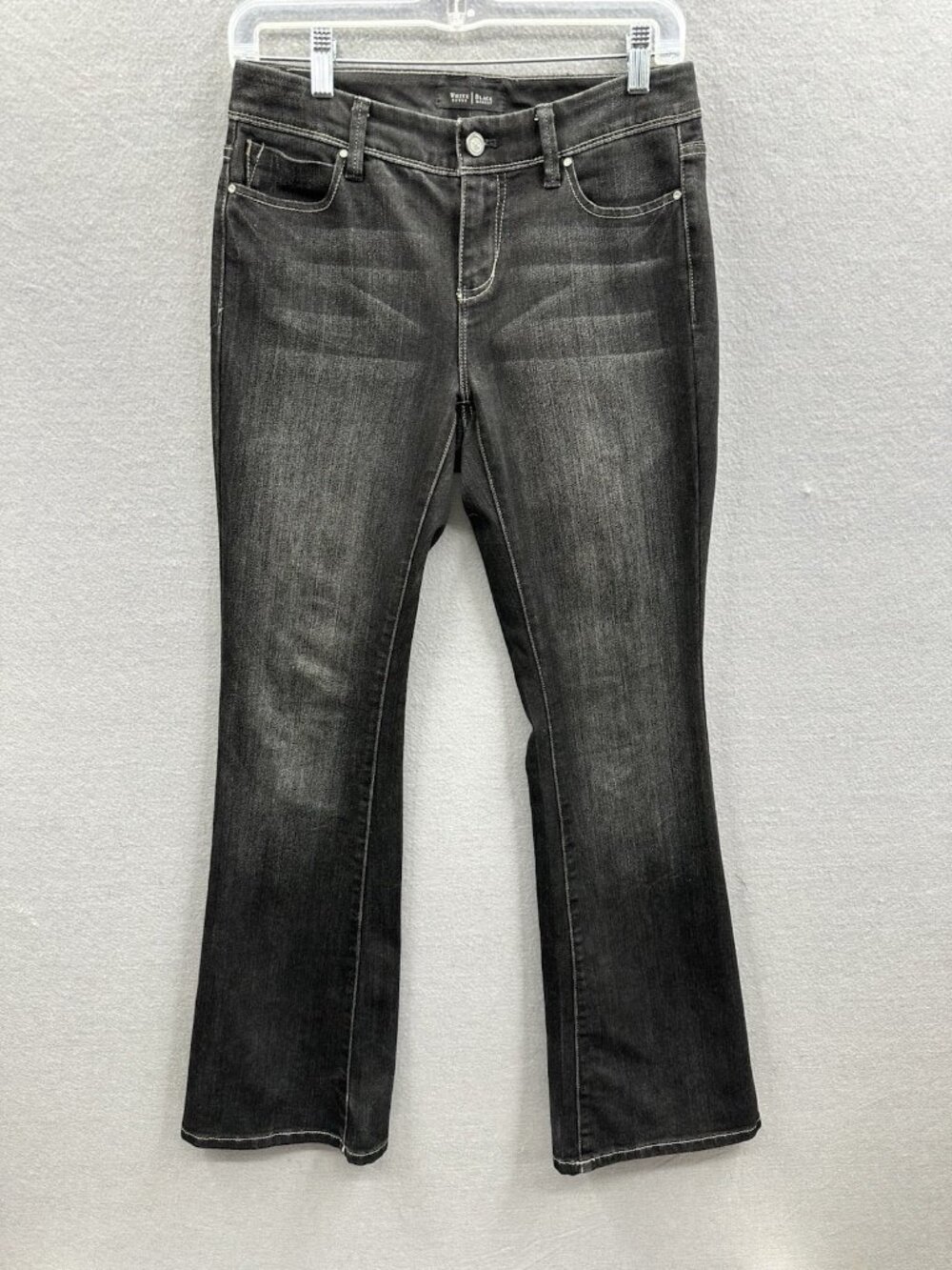 White House Black Market Flare Pants Size 2S Women Black Denim Stretch Retro